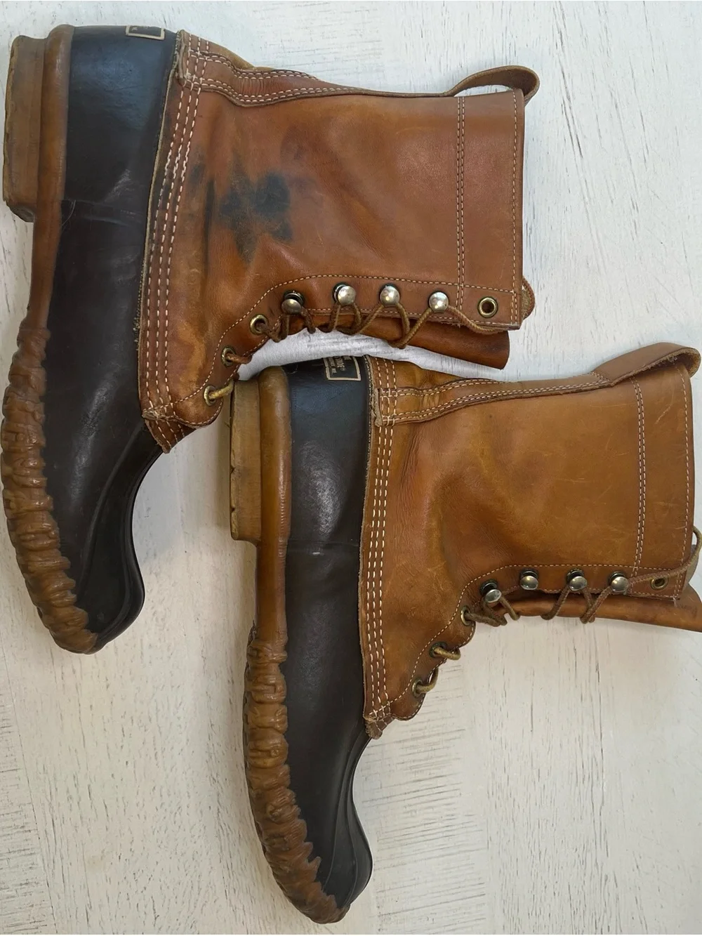 L.L. Bean Brown Leather Lace-Up Duck Boots